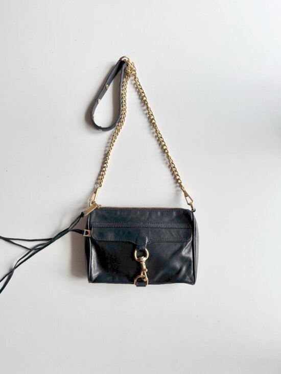 Rebecca Minkoff Handbags - REBECCA MINKOFF Mini MAC Black Leather Gold Chain Crossbody Purse Bag